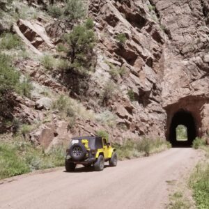 A car going to a tunnel